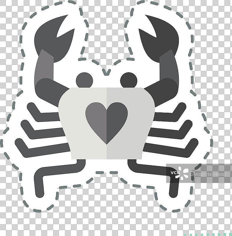 与海鲜相关的螃蟹图标贴纸线条剪切图片素材