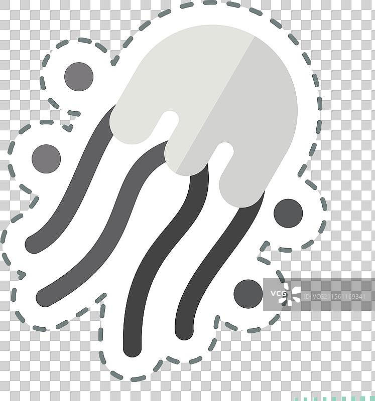 与海鲜相关的切割水母贴纸线图片素材