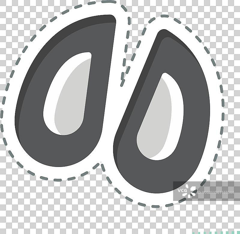 与海鲜相关的贻贝符号贴纸线条剪切图片素材