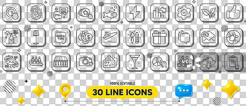 床虱、剪贴板和相机的线条图标图片素材