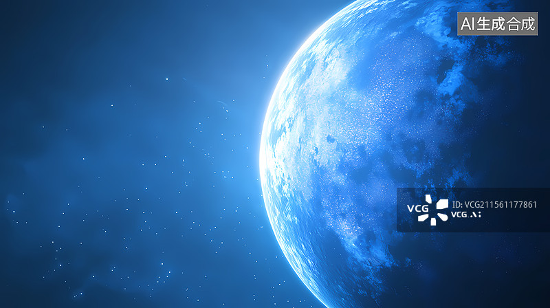 【AI数字艺术】宇宙深处的蓝色星球图片素材