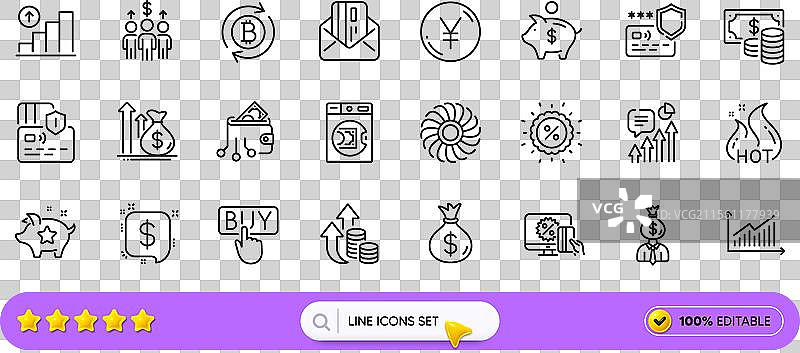 支付信息 热销和卡片线条图标图片素材
