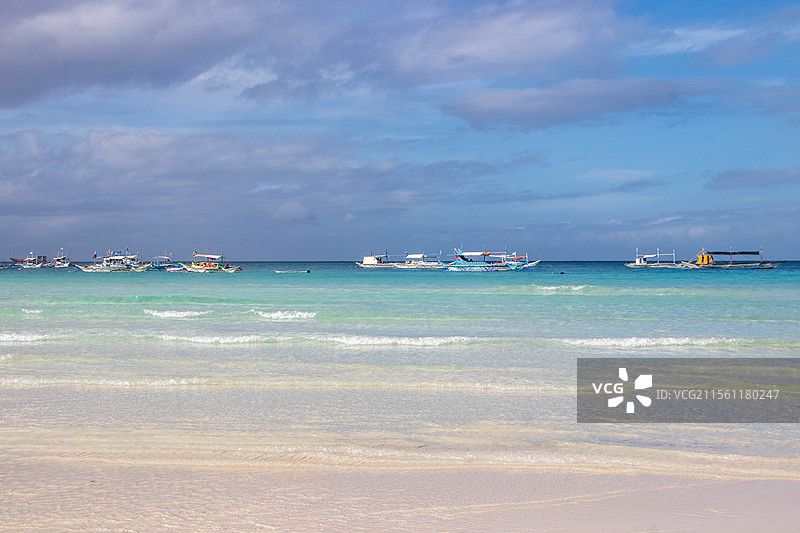 长滩岛的沙滩与日落图片素材