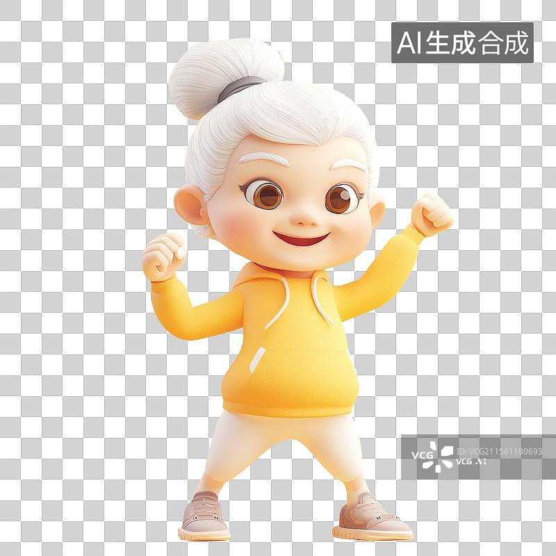 【AI数字艺术】3D卡通人物 跳舞运动的老年人图片素材