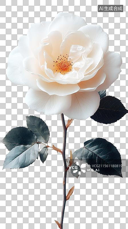 【AI数字艺术】盛开的白色玫瑰花图片素材
