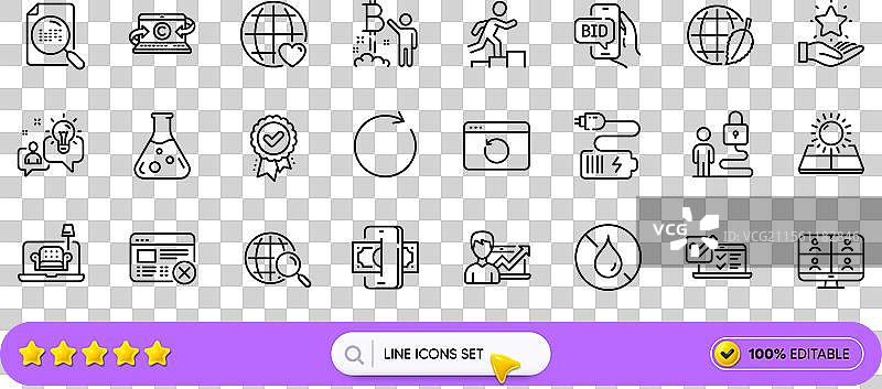 网络钓鱼拒绝图标和搜索文件线条图标图片素材