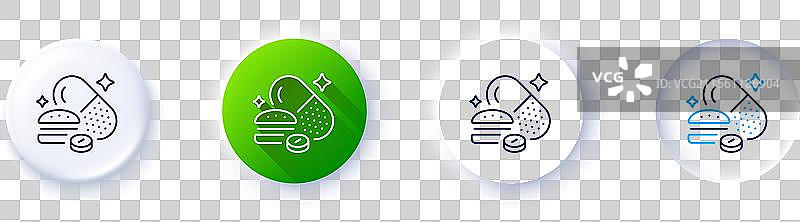 过量饮食药丸线条图标 食物消化胶囊图片素材