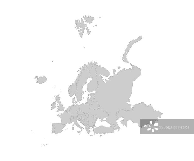 灰白色调的欧洲国家地图图片素材