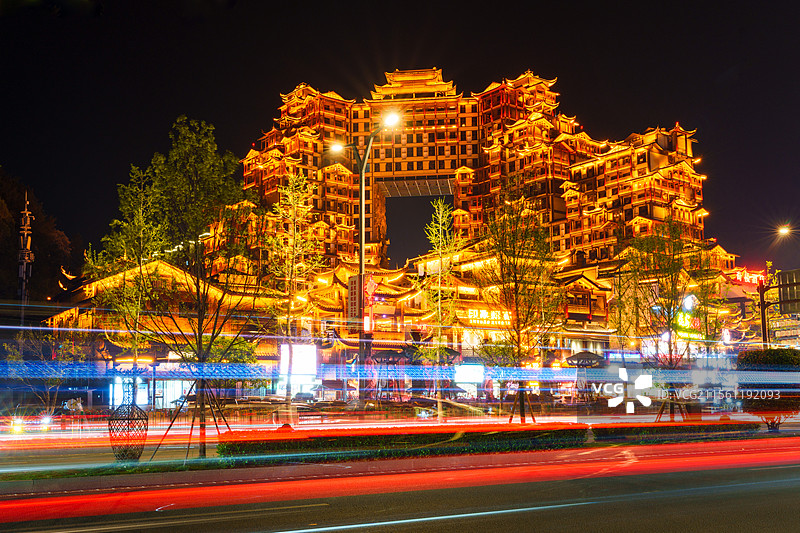 张家界七十二奇楼夜景图片素材