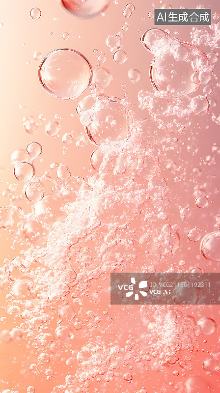 【AI数字艺术】粉色背景中灵动的气泡图片素材