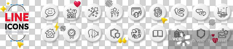 24小时服务钱包和购房线条图标图片素材