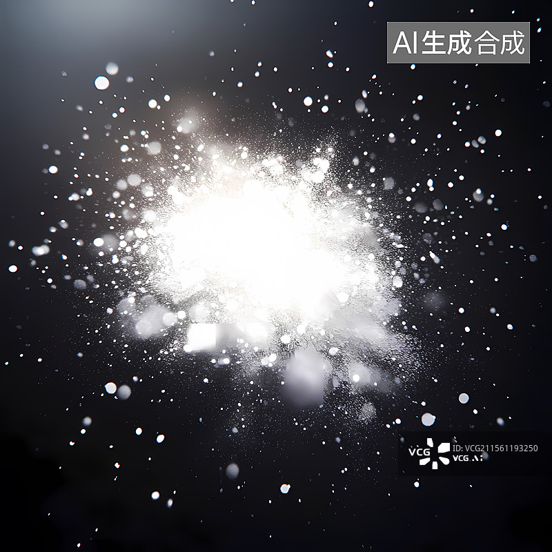 【AI数字艺术】黑色背景白色粉末爆炸图片素材