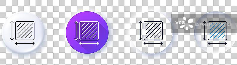 房间尺寸的方形区域线图标图片素材