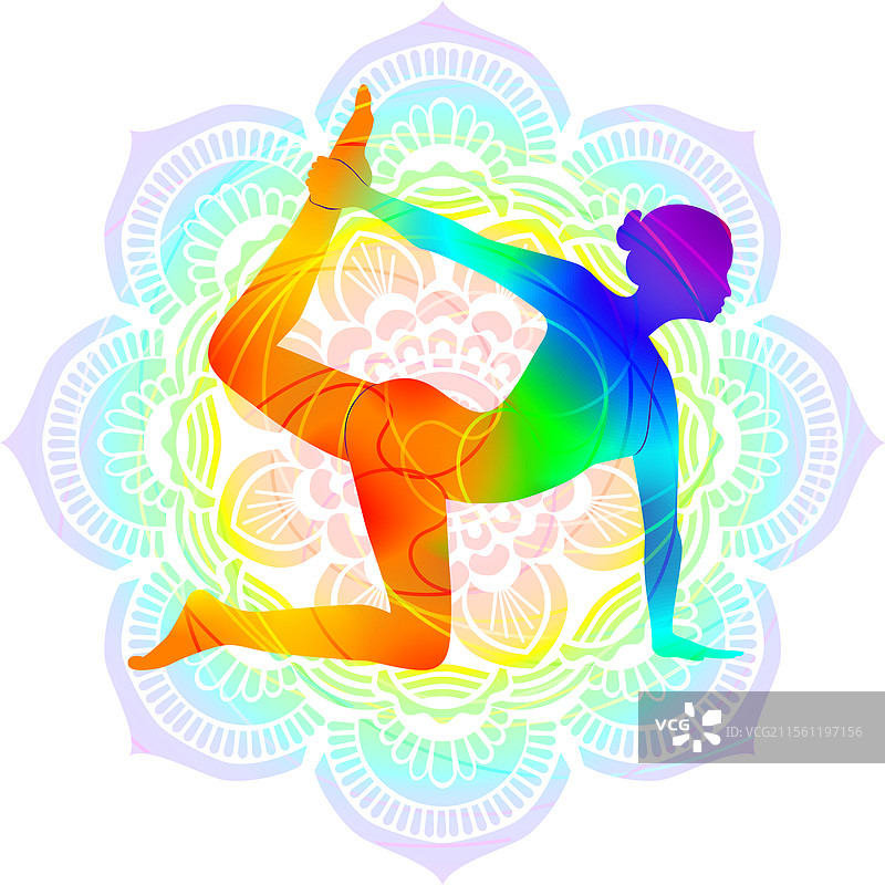 老虎式瑜伽姿势曼荼罗图片素材