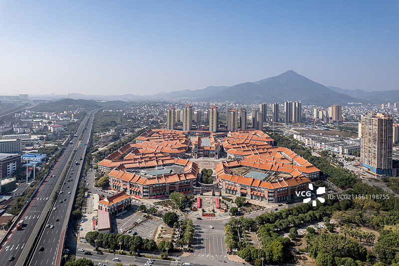 福建省莆田市的中国工艺美术城的航拍图片素材
