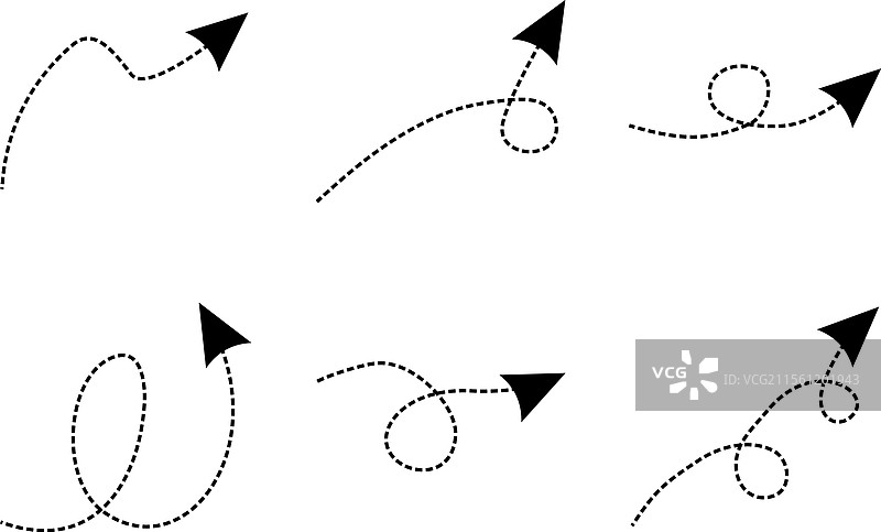 虚线箭头方向形状弯曲线图片素材
