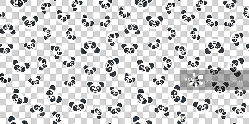 可爱的亚洲熊猫头部无缝图案图片素材