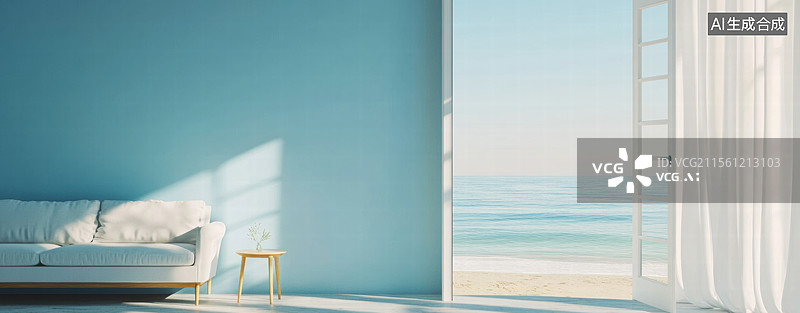 【AI数字艺术】蓝色房间的宁静时光图片素材