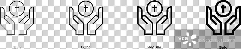 圣餐图标，细体、常规体和粗体风格图片素材