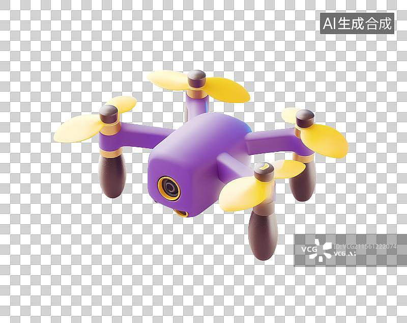 【AI数字艺术】3D粘土风无人机人工智能设备元素图片素材