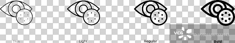 隐形眼镜图标，细体、常规体和粗体图片素材