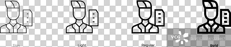内容管理图标，细体、常规体和粗体图片素材
