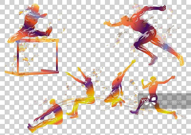 田径运动员剪影套装图片素材