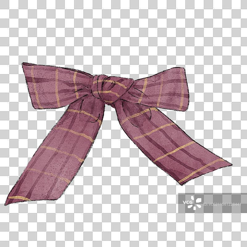 紫色格纹蝴蝶结图片素材