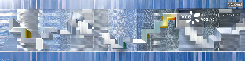 【AI数字艺术】未来派6G网络和区块链概念抽象蓝色科技背景与数字化银行服务模块化数据链悬浮于镜面基底跨境支付光轨链条图片素材