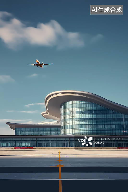 【AI数字艺术】机场起飞风飞机图片素材