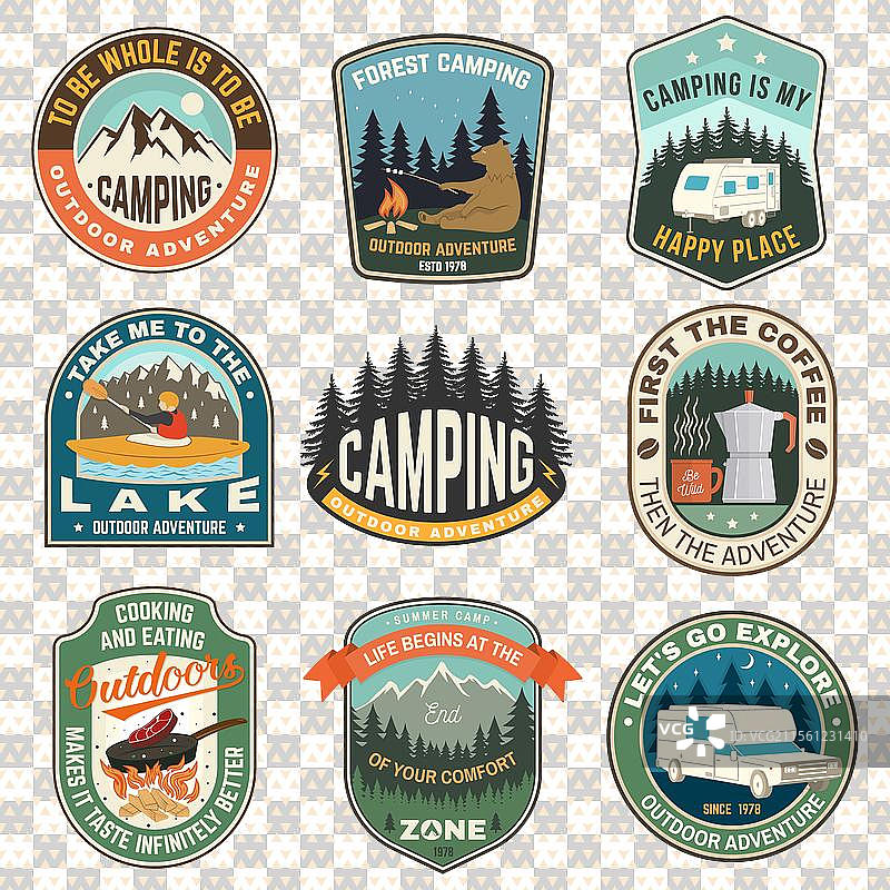 夏令营徽章概念集图片素材