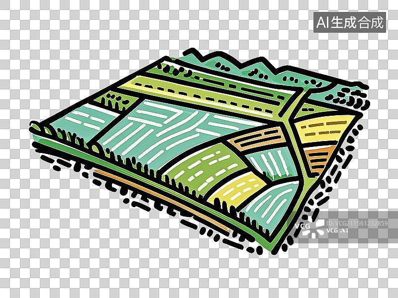 【AI数字艺术】以涂鸦的风格呈现东北平原的田地图片素材