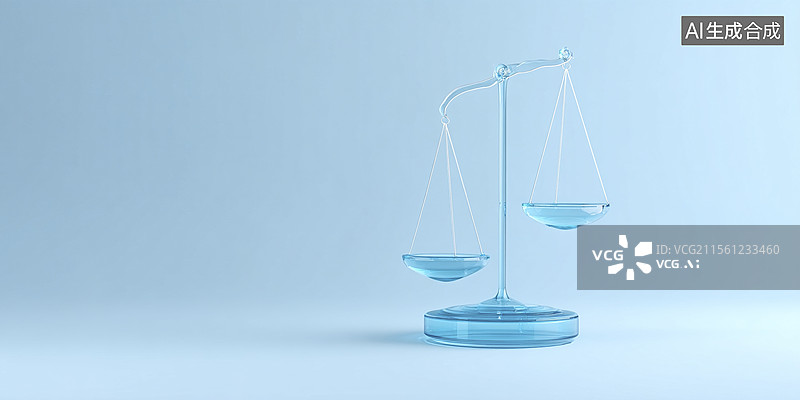 【AI数字艺术】透明天平浅蓝色背景图片素材