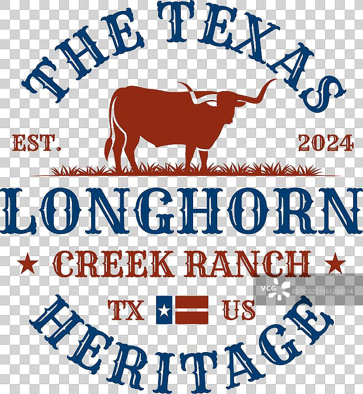 复古德克萨斯州长角牛水牛母牛牲畜图片素材