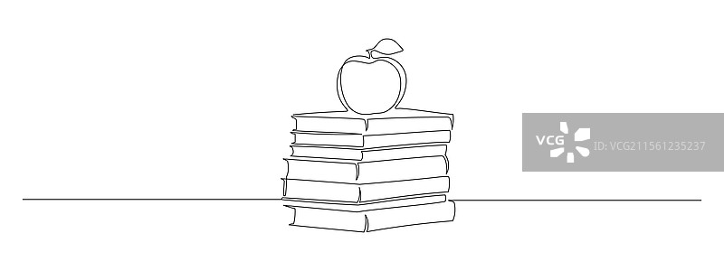 连续一笔画的书堆图片素材