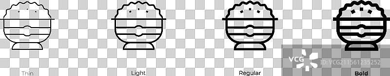 库斯库斯图标，细体、常规体和粗体风格图片素材