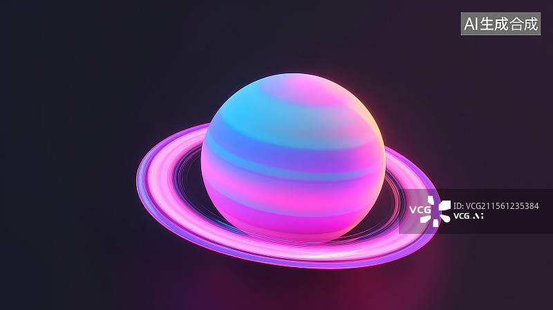 【AI数字艺术】卡通宇宙行星星环星球图片素材