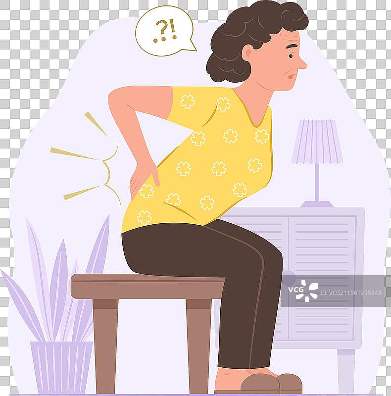老年女性感到腰部疼痛图片素材