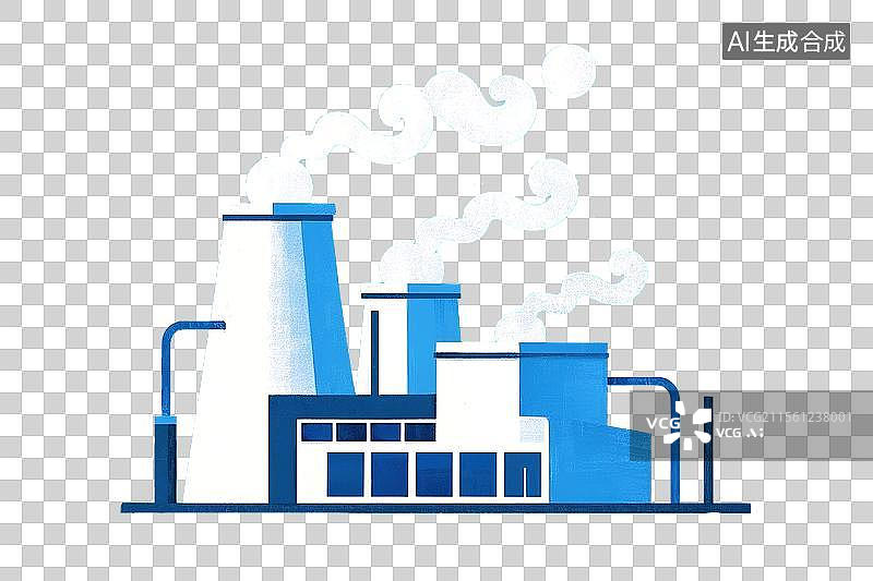 【AI数字艺术】冒着热气的工厂热力发电厂炼油厂图片素材