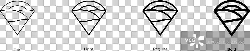 可丽饼图标，细体、常规体和粗体风格图片素材