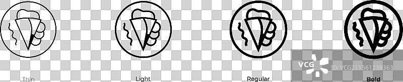 可丽饼图标，细体、常规体和粗体风格图片素材