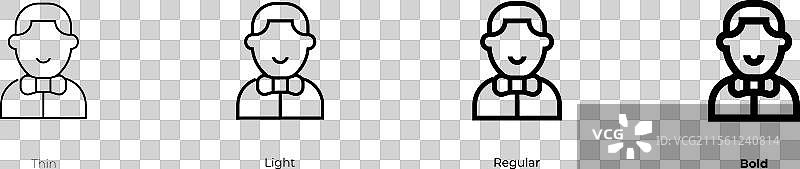 荷官图标，细线、常规和粗体风格图片素材