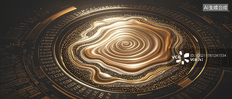 【AI数字艺术】金色漩涡图案图片素材
