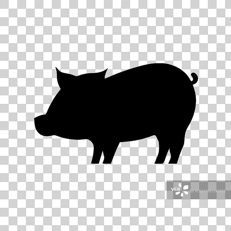 黑白色孤立的猪图标图片素材