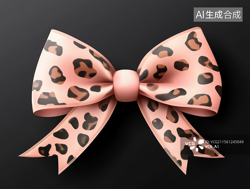 【AI数字艺术】粉色豹纹蝴蝶结图案图片素材