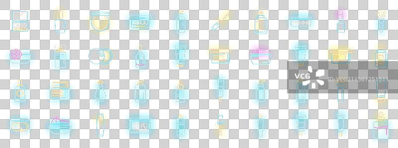 韩国化妆品图标集霓虹灯风格图片素材
