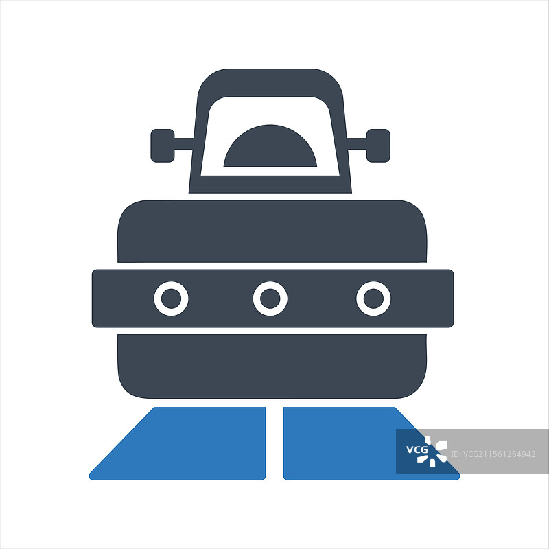 施工中的道路标志和压路机图标图片素材