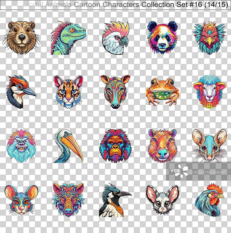 300个色彩斑斓的动物卡通角色图片素材