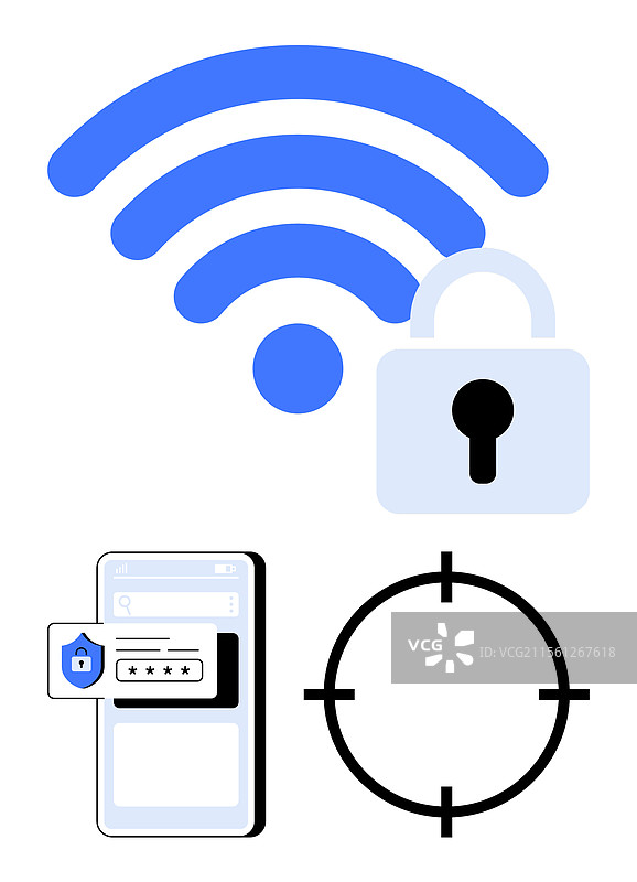 数字安全与无线锁智能手机图片素材