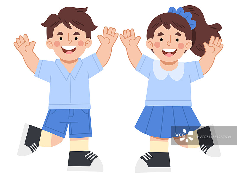 一个快乐的男孩和女孩图片素材